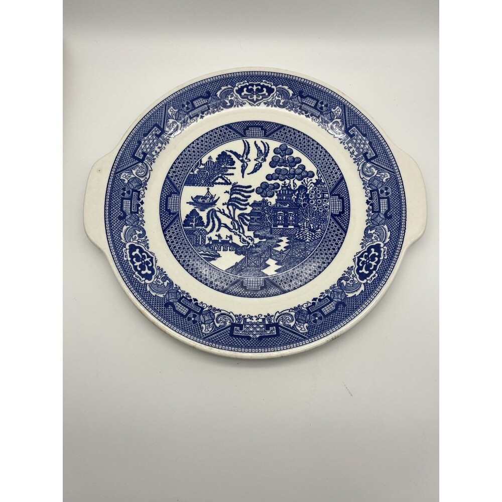 Vintage Blue Willow Ware by Royal China, serving platter with tab handles